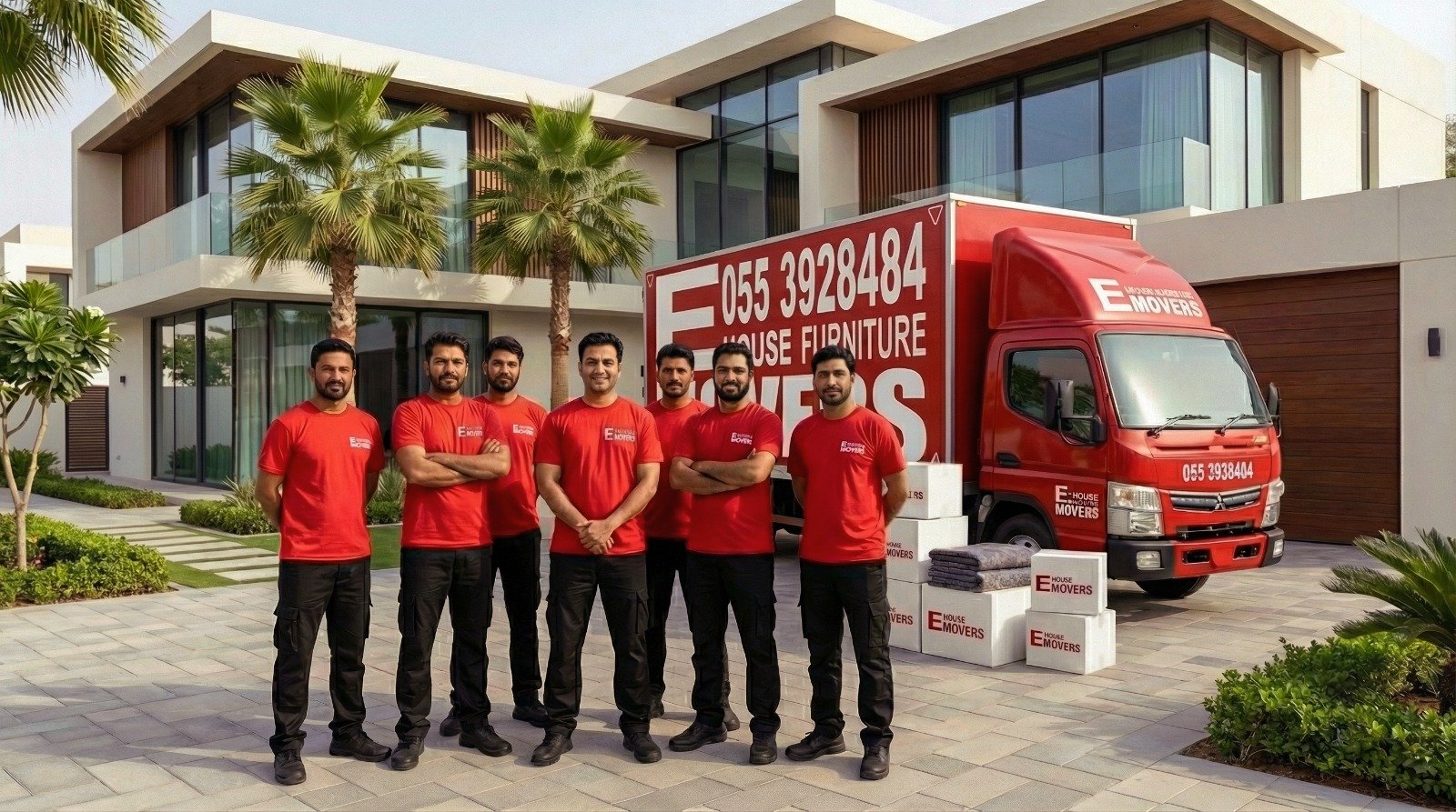eMover professional crew preparing for a move in Dubai