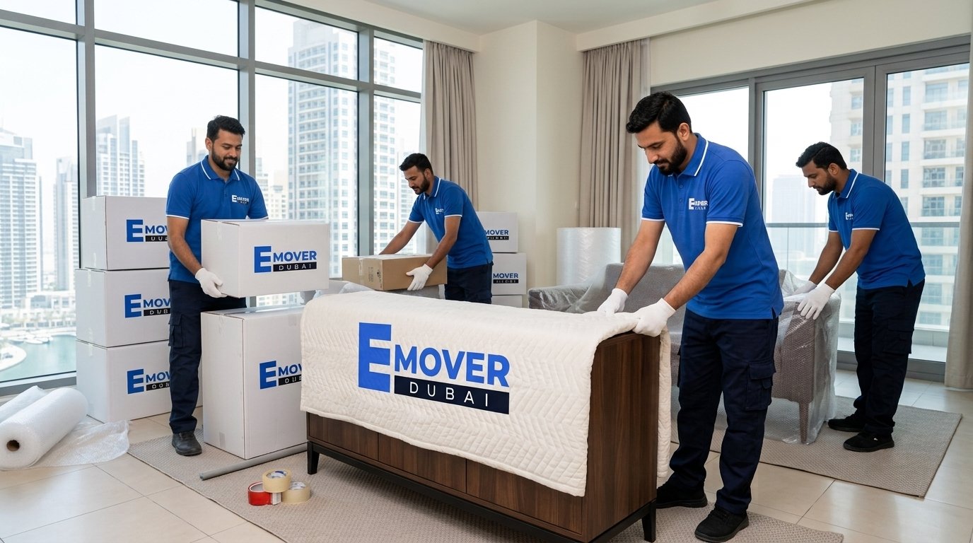 Commercial movers handling heavy retail shelving and display units